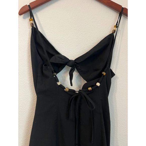 Zara Black Midi Dress Cutout Twist Front Beaded Strap Sleeveless Party - Picture 5 of 6